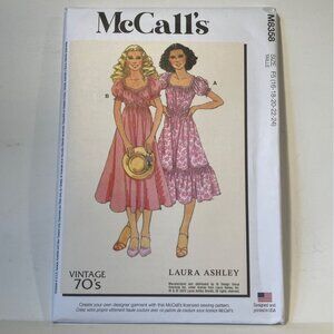 McCalls M8358 1970s Laura Ashley Wrap Dress Reprint Sewing Pattern 16-24 FF